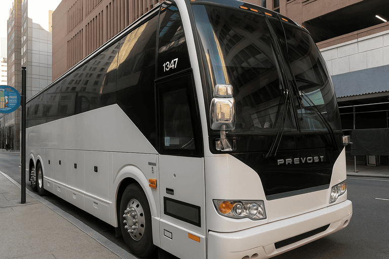 a San Antonio Coach Bus Service coach bus