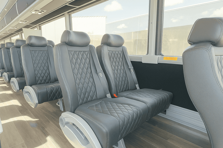 interior of San Antonio Coach Bus Service charter bus